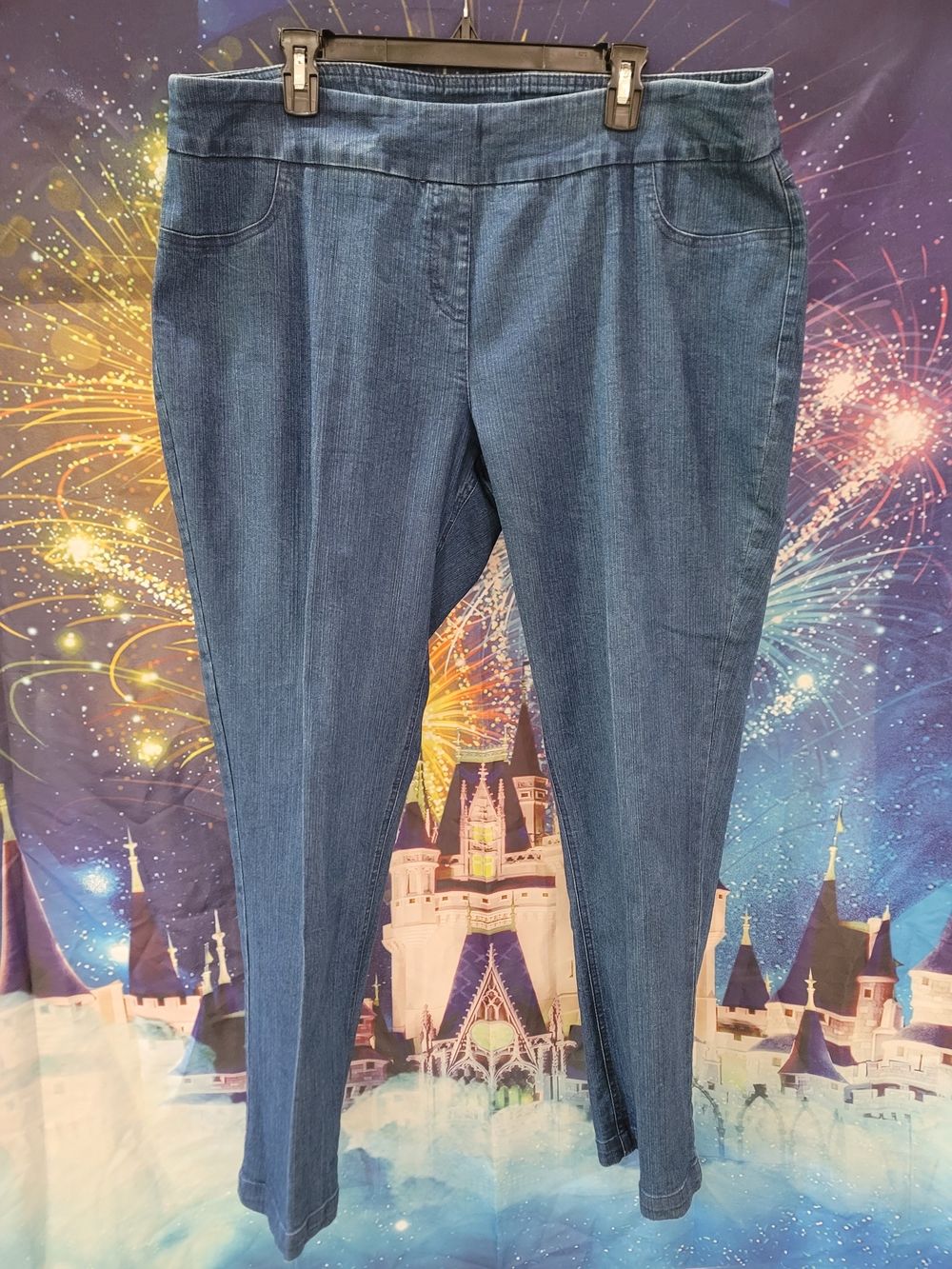 Slimsation By Multiples Medium Blue Pull-On Ankle Pants